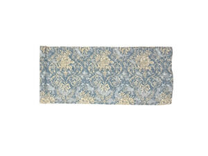 Pair Vintage Springs Industries Valances Blue Tan 2 Curtains Damask Print Short